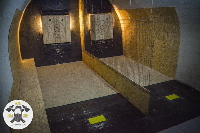 Axe Throwing Krakow in Axe Nation - best club in Poland - Throwing Axes Below Grodzka Street
