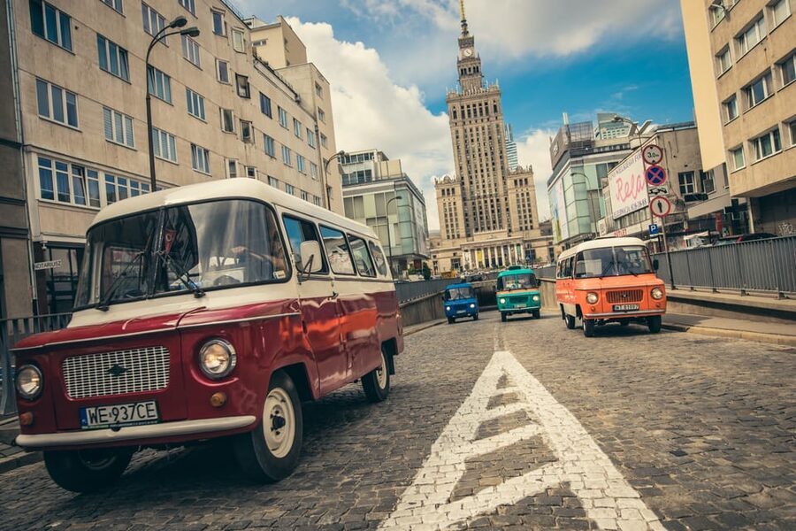 Warsaw: Communism Tour in an Original Socialist Van - Constitution Square and the MDM district